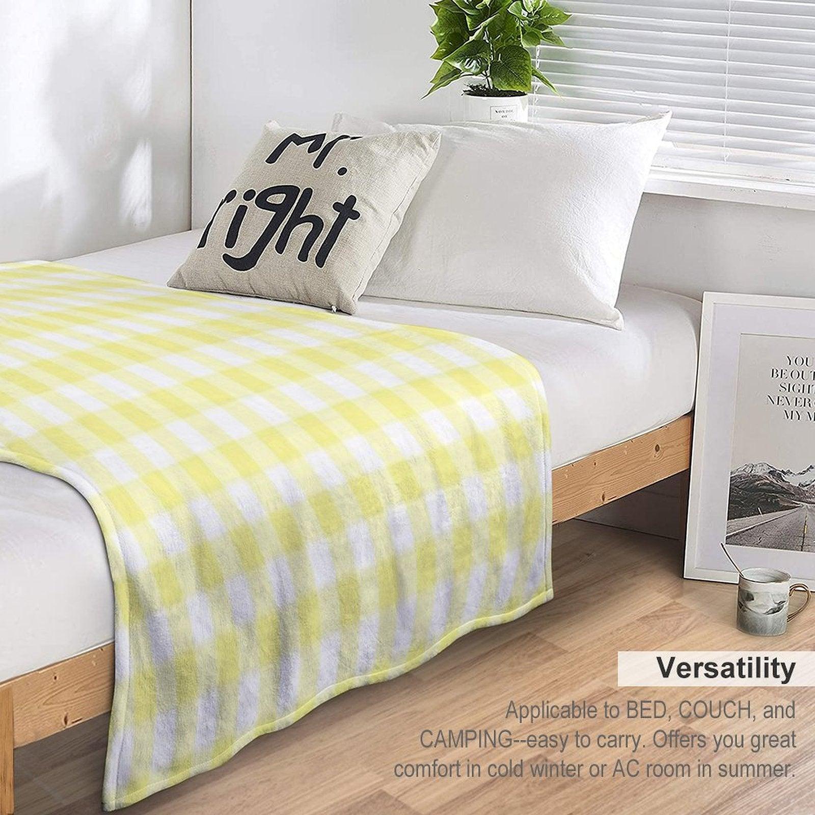 Sunny Yellow Gingham Checked Pattern Throw Blanket