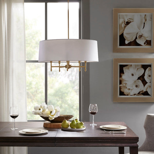 5-Light White Drum Shade Chandelier BLAKHOM