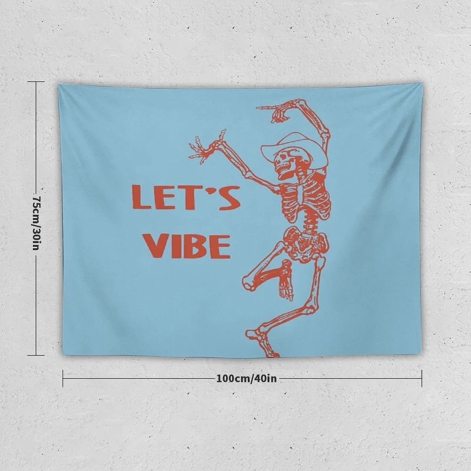 Let's Vibe Cowboy Skeleton Tapestry