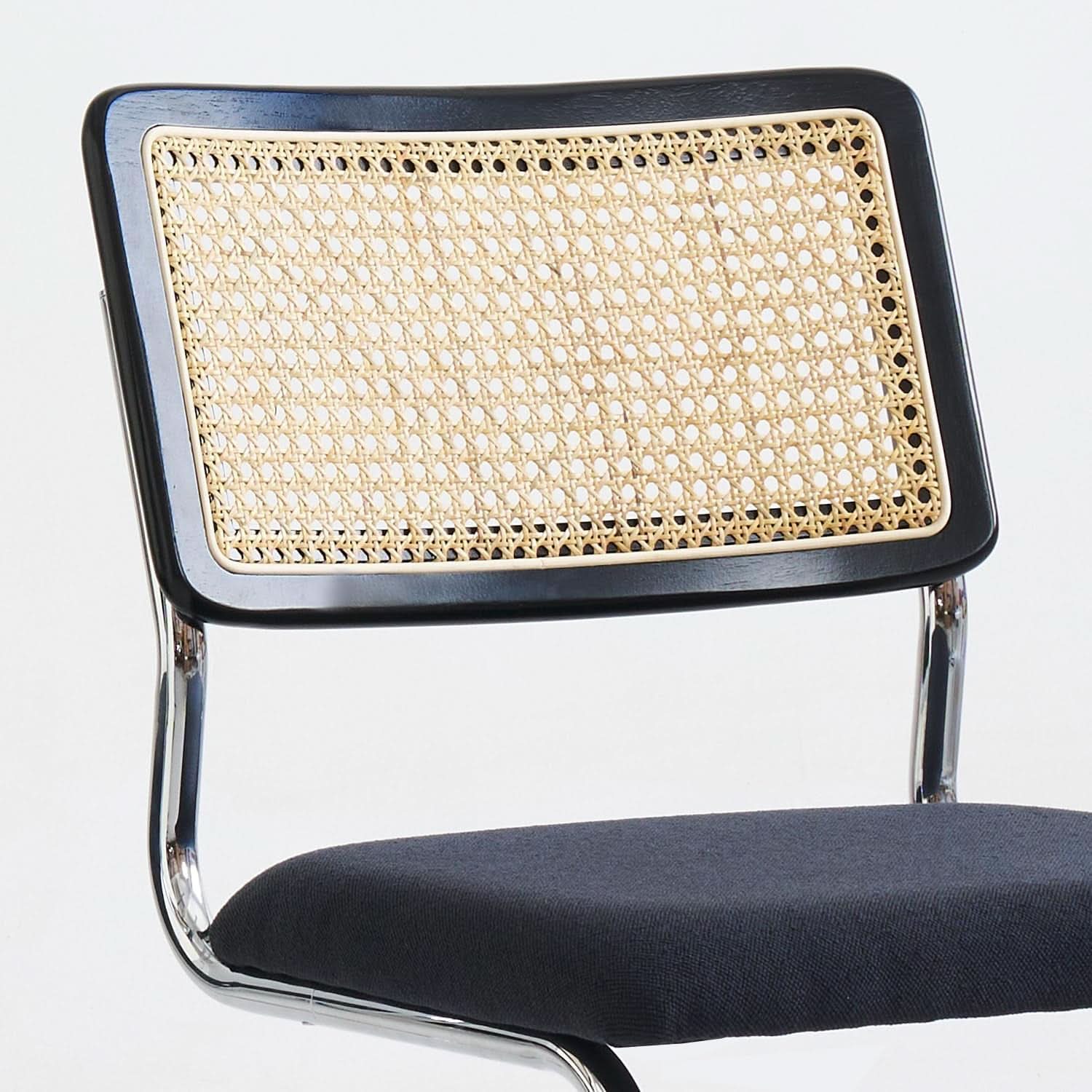 Black Chrome Rattan Midcentury Cesca Dining Chairs