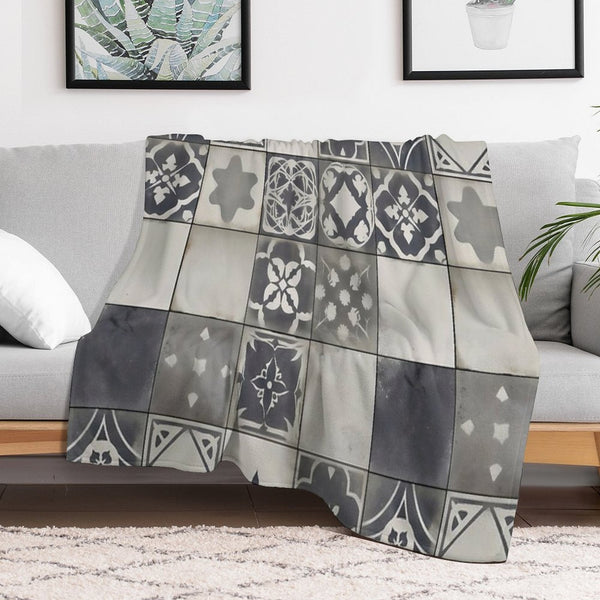 Vintage Geometric Tile Pattern Design Compact Throw Blanket