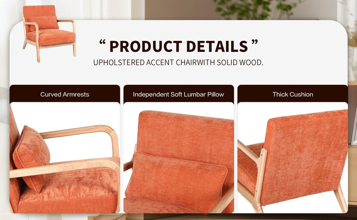Antique Orange Cotton‑Linen Chair