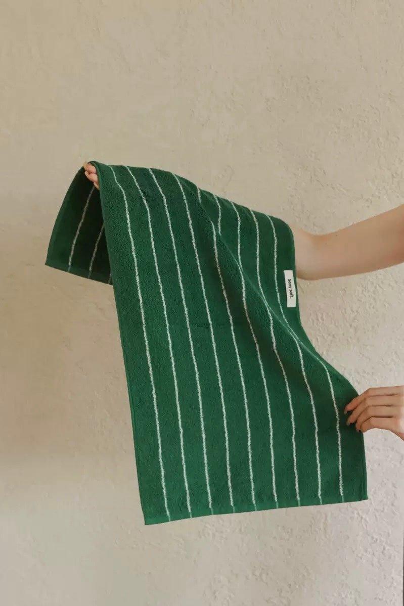 Modern Earthy Tone Pinstripe Bath Towel — 100% Long-Staple Cotton, Soft, Plush & Absorbent