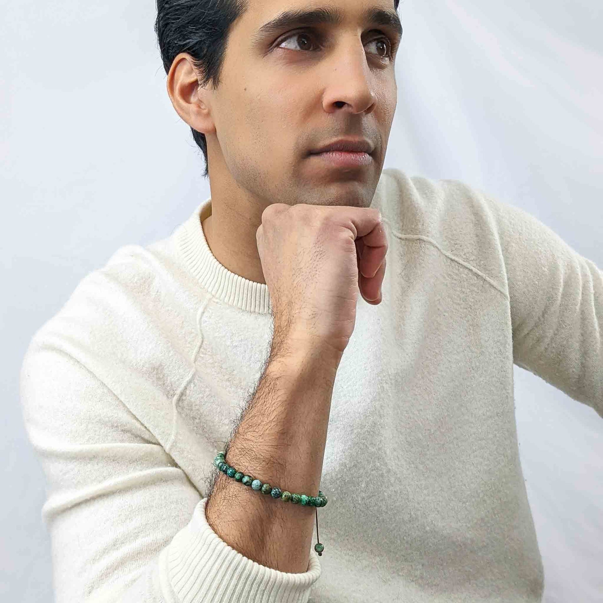 African Turquoise Tasbih Bracelet | Men's Misbaha - 33 Beads, 6mm