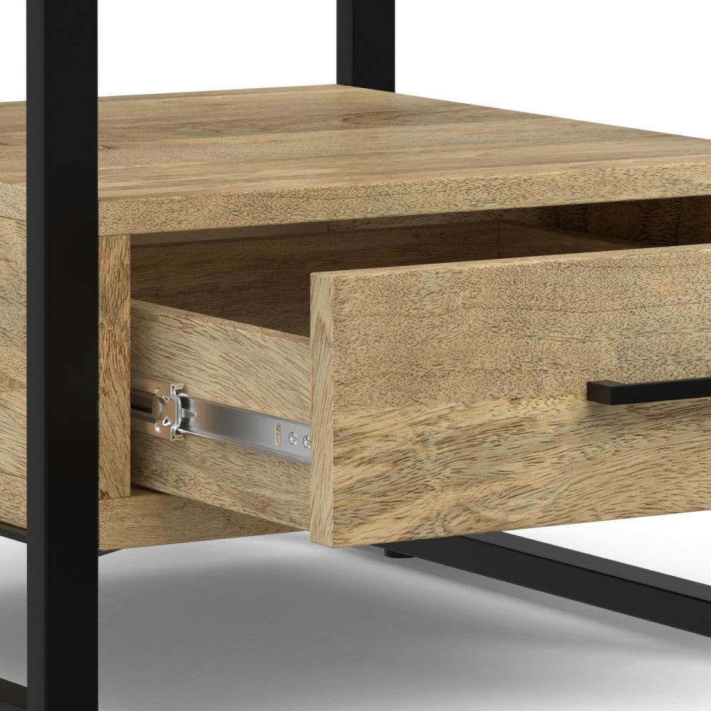 Riverside Solid Mango Wood Bedside Table in Refined