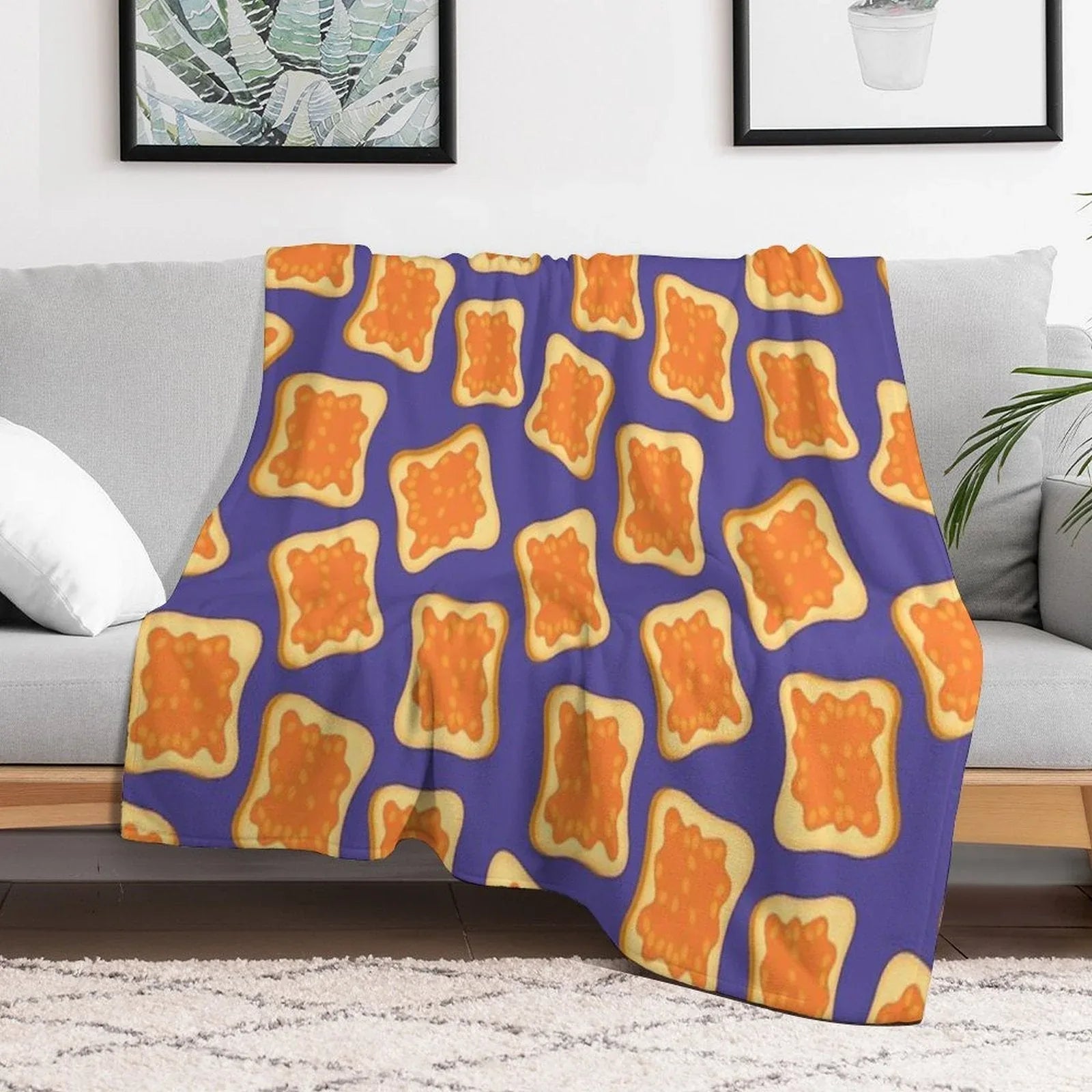 Beans on Toast Food Pattern Throw Blanket