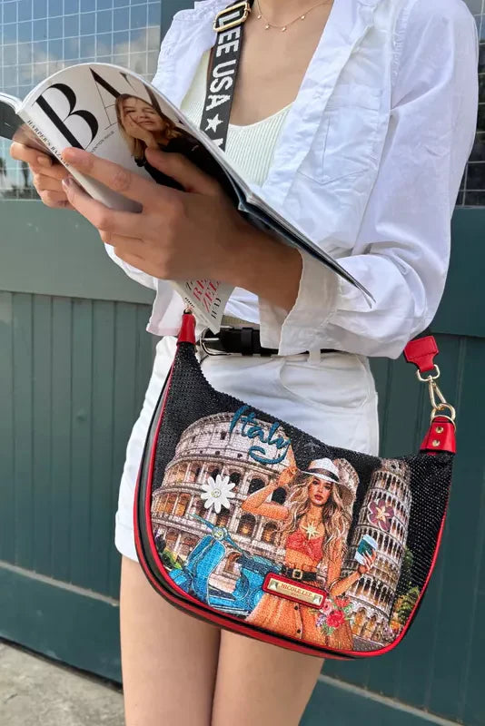 Nicole Lee USA Martha Travels Italy Shoulder Bag Berry Charmz