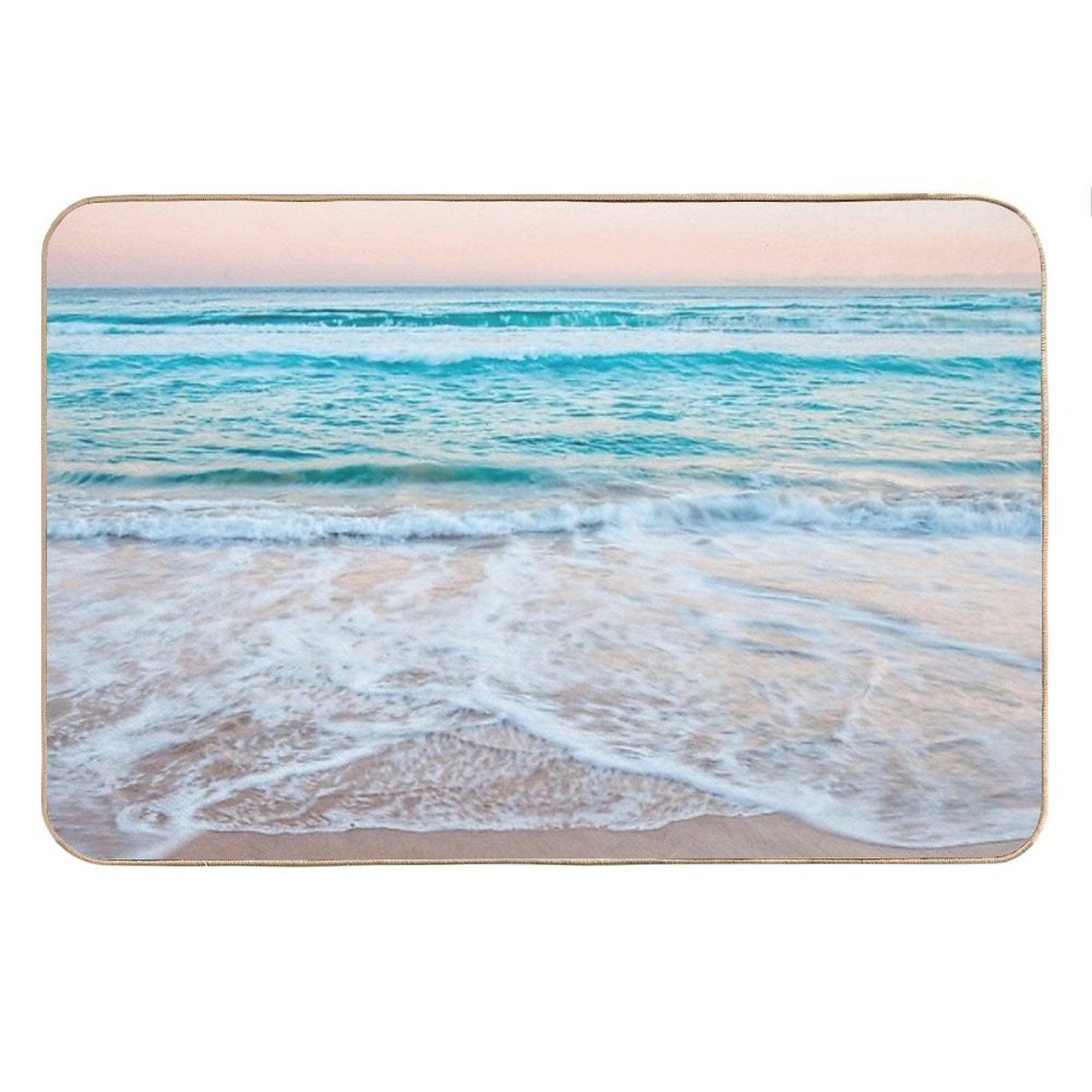 Blue Ocean Calm Waves Beach Bath Mat