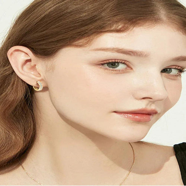 Diamond Gold Huggie Earrings - Gifts for You 'n Me