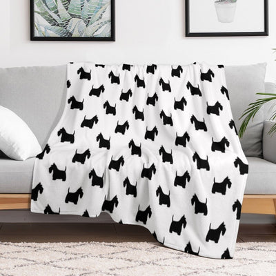 Scottish Terrier Silhouette(s) Black Scottie Dog Premium Throw Blanket