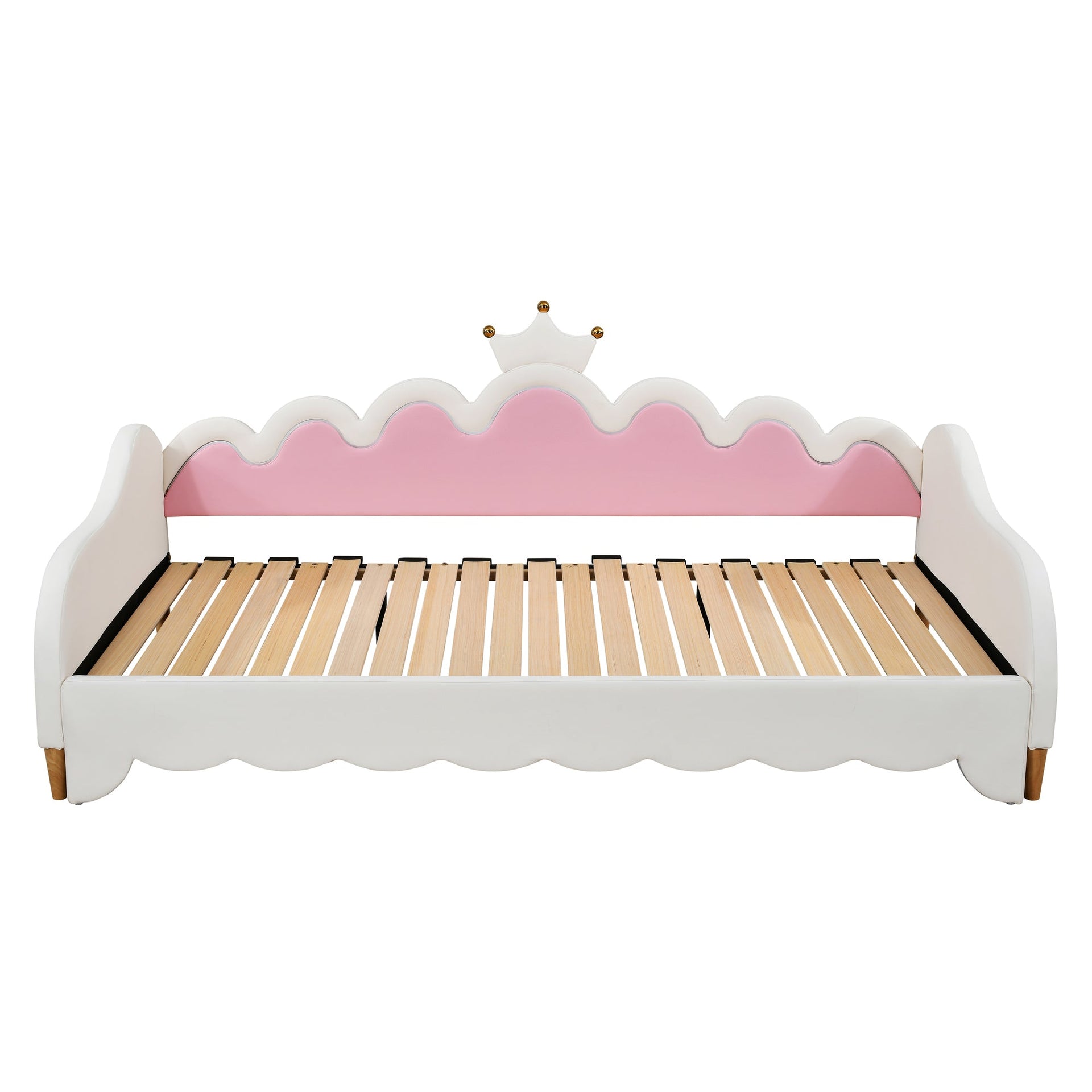 Twin Extending Daybed with LED Lights, Modern Upholstered Princess Daybed
