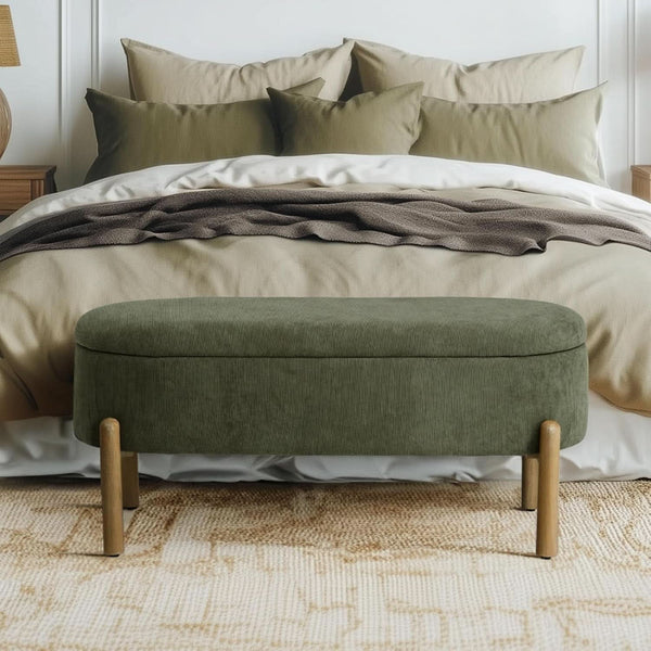 Green Oversized Storage Solution Bench Ottoman Bedroom