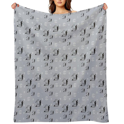 Birds And Eyes Steel Blue Throw Blanket