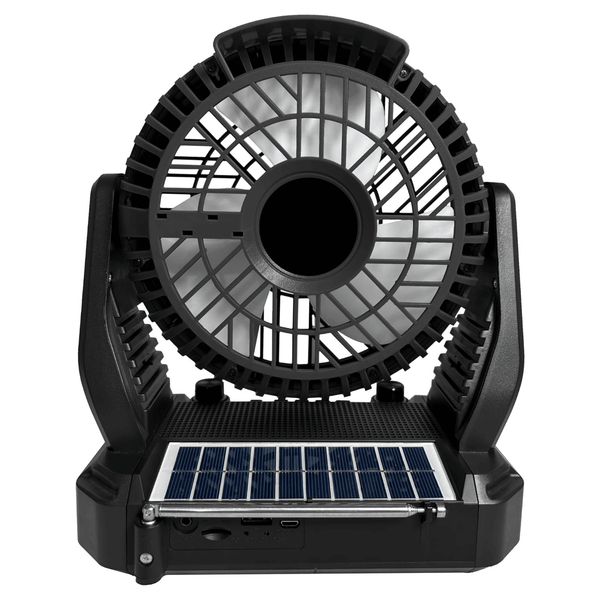 Supersonic Solar-Powered BT Speaker with FM Radio, LED Flashlight, and Fan