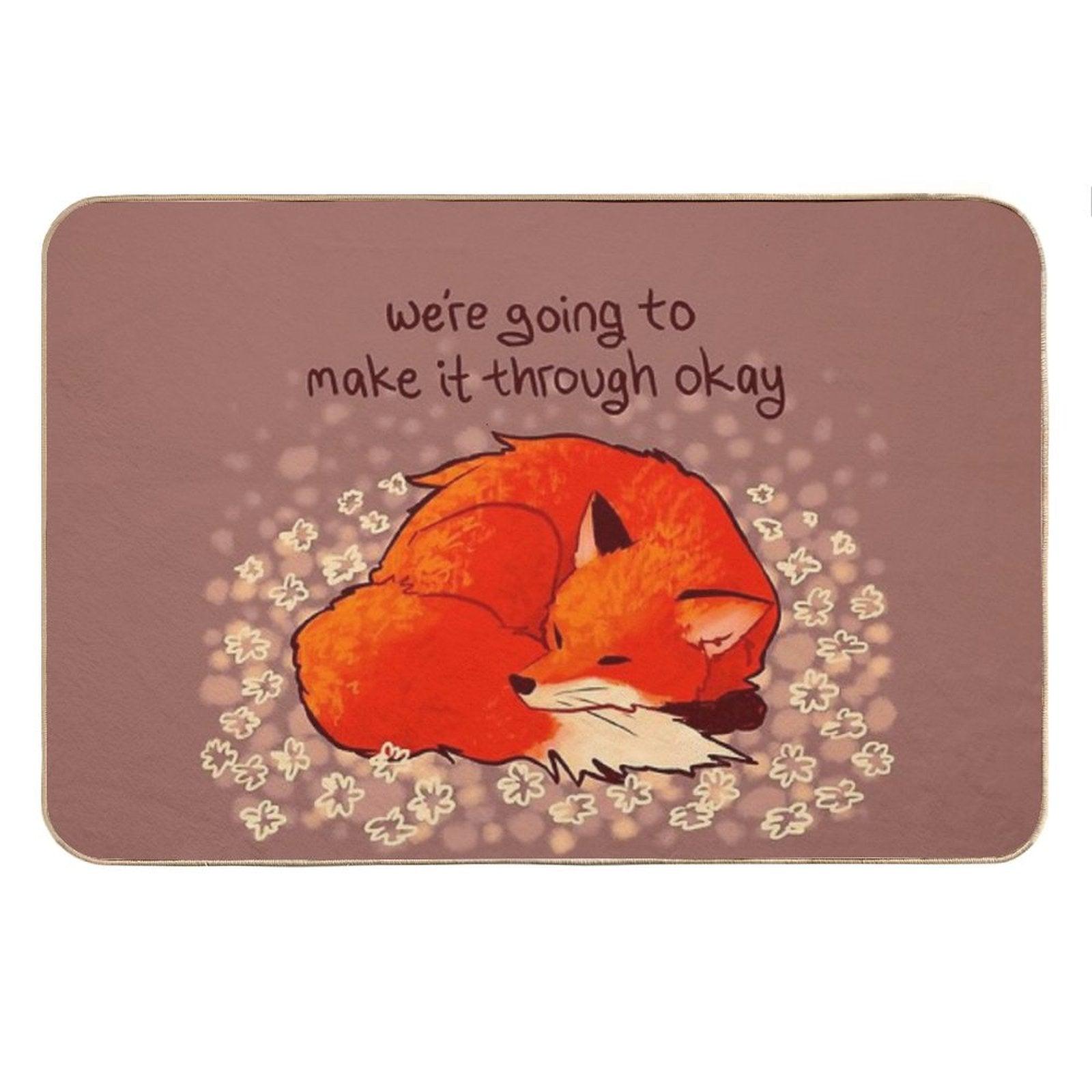 We're Going to Make It Through Okay Sleeping Flower Fox Bath Mat