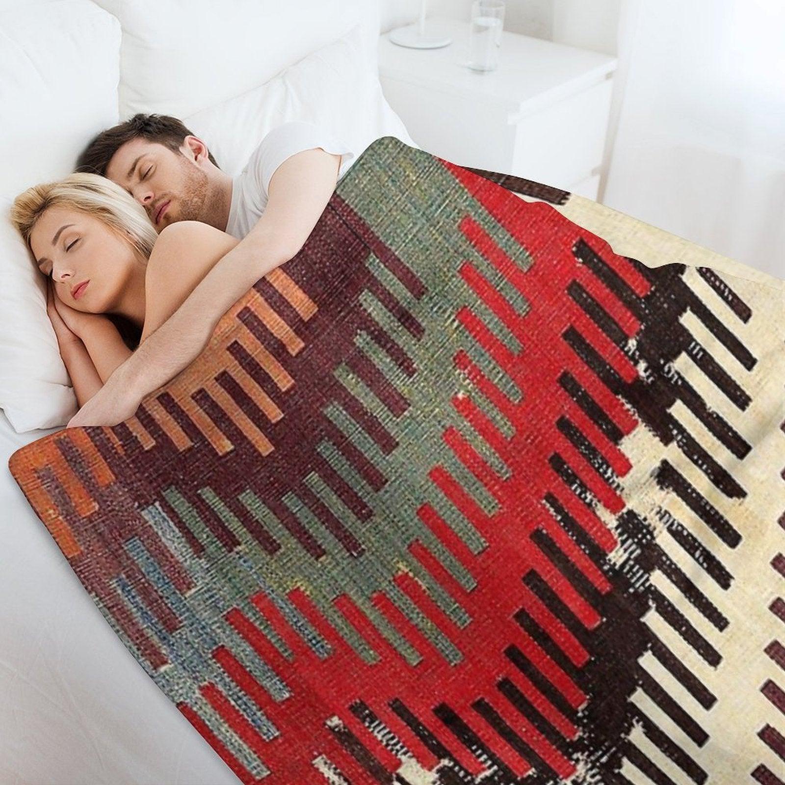 Afyon Central Anatolian Kilim Fragment Print Throw Blanket