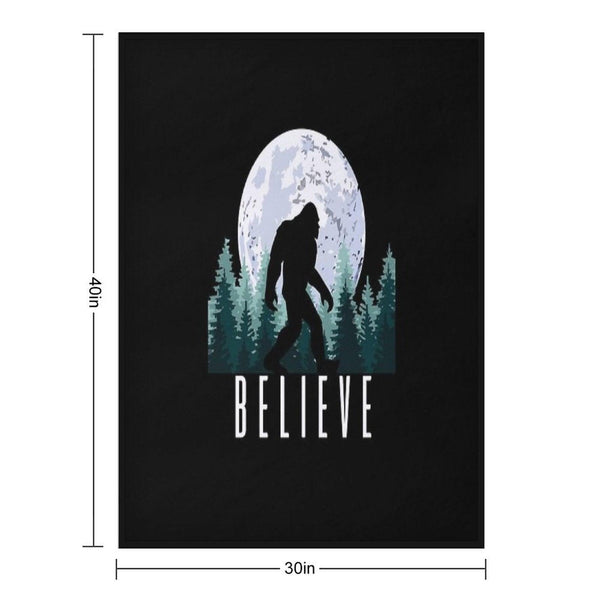 Bigfoot Believe  Sasquatch Throw Blanket