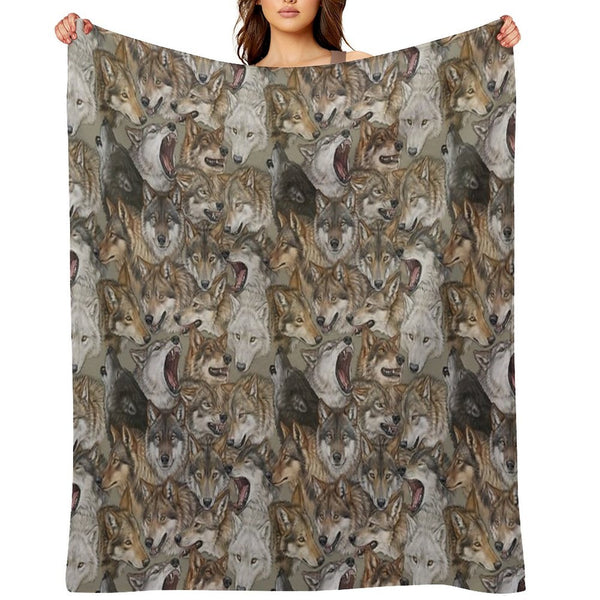 Wolves Pattern Velvety-soft Throw Blanket