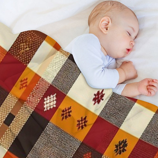 Autumn-Inspired Checkered Pattern Print Lightweight Throw Blanket
