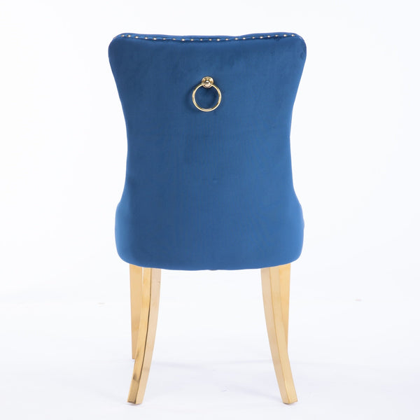 Nikki Collection Modern Tufted Solid Wood Velvet Upholstered Dining Chair with Gold Legs