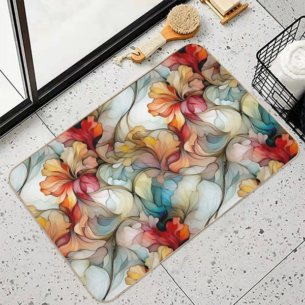 Elegant Floral Glass Effect Seamless Pattern Fire And Ice  Versatile Bath Mat