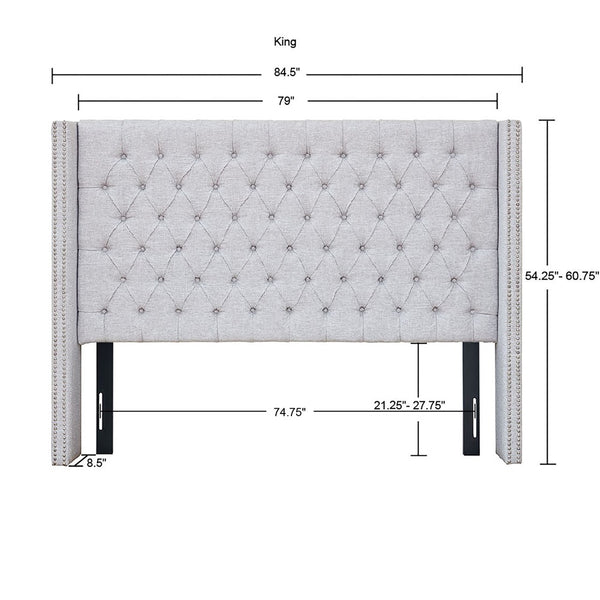 Amelia Upholstery Grey Headboard by Madison Park