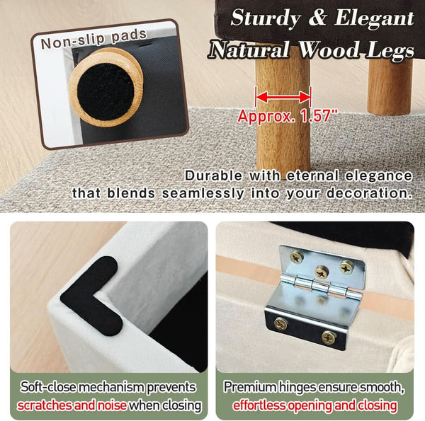 Multifunctional Storage Ottoman With Hidden Lid