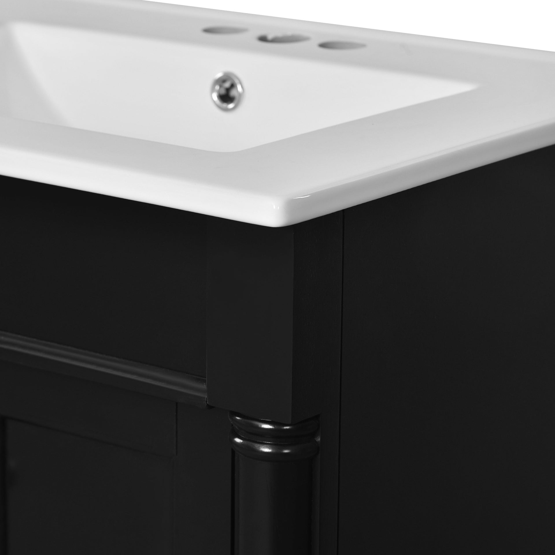 Modern Bathroom Vanity with Top Sink and 2-Tier Large Storage Shelves Cabinet