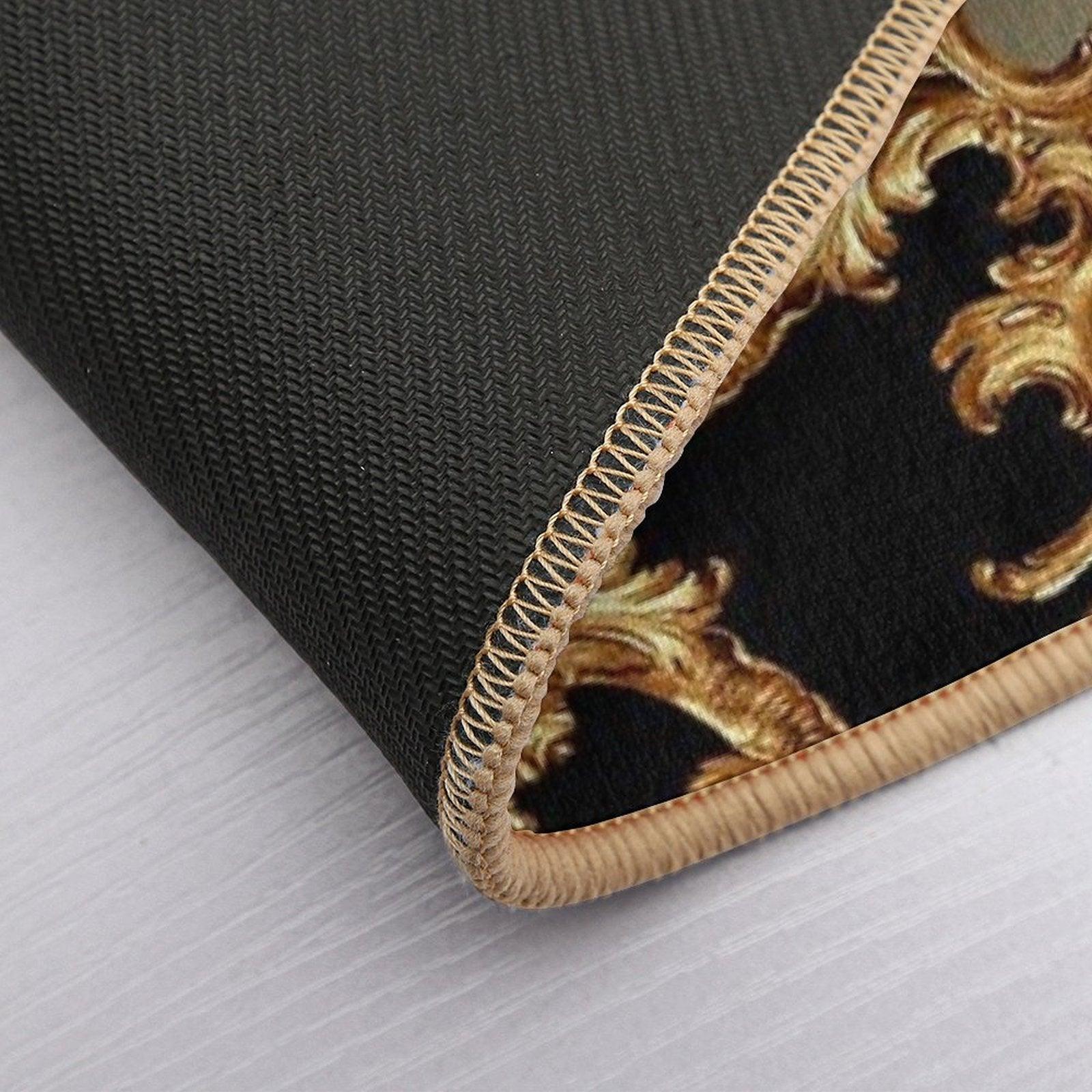 Golden Ornamental Baroque Symmetrical Bath Mat