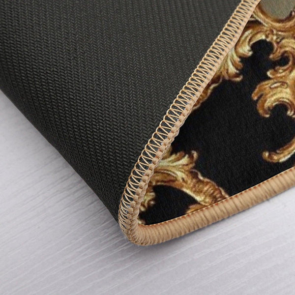Golden Ornamental Baroque Symmetrical Bath Mat