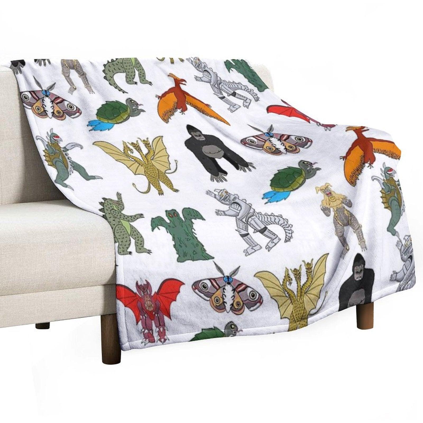 Colorful Kaiju Throw Blanket