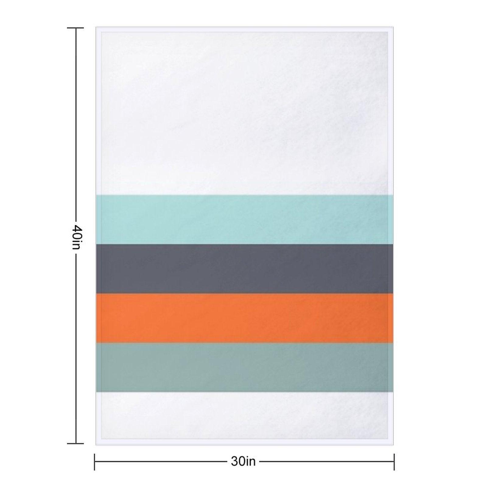 Low Stripe White & Blue Color Block Pattern Throw Blanket