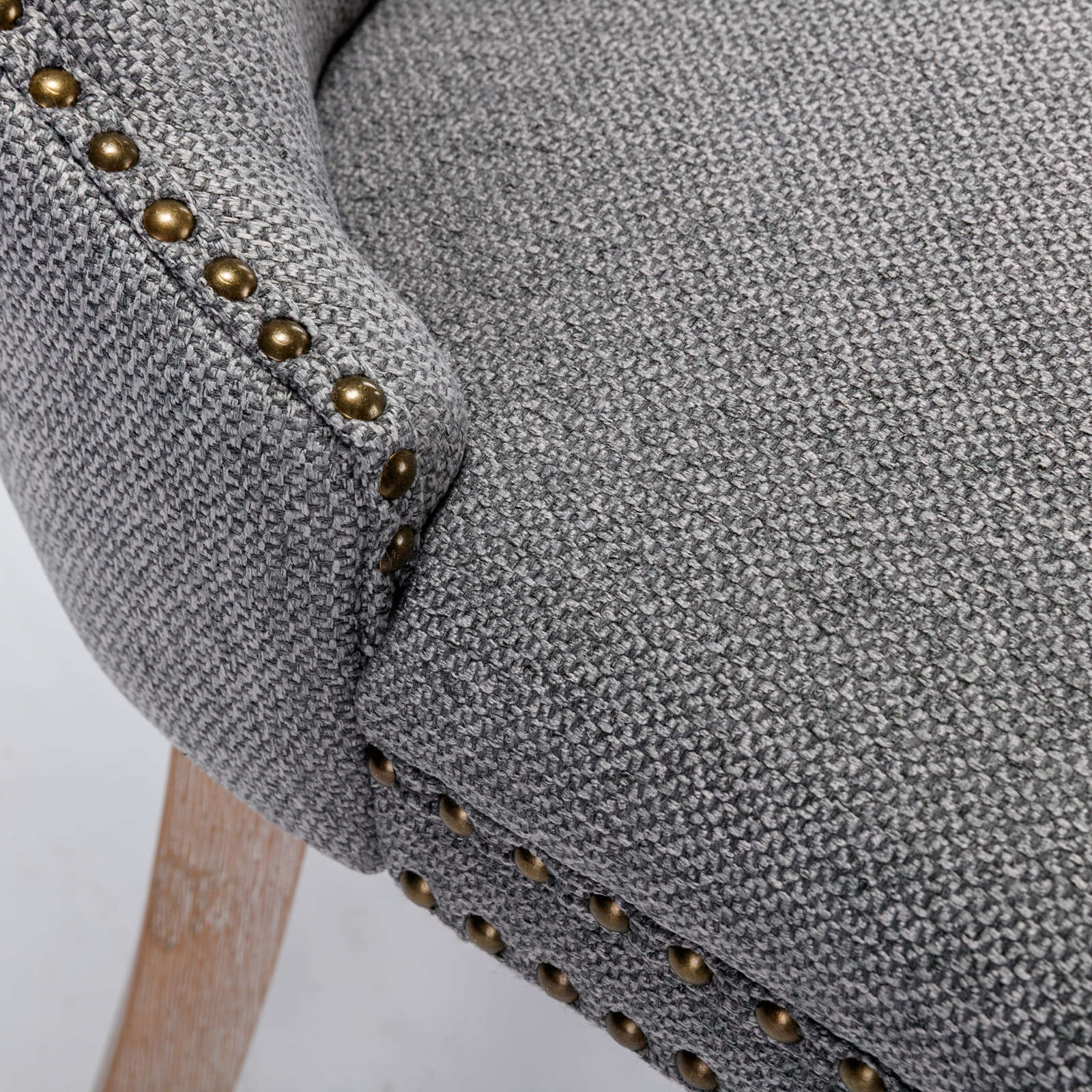 Nikki Collection Modern Tufted Solid Wood Flax Upholstered Dining Chair Nailhead Trim Set