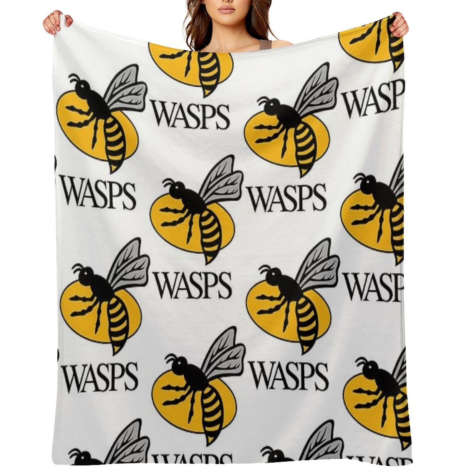 Wasps Rugby Logo Easy Care Throw Blanket