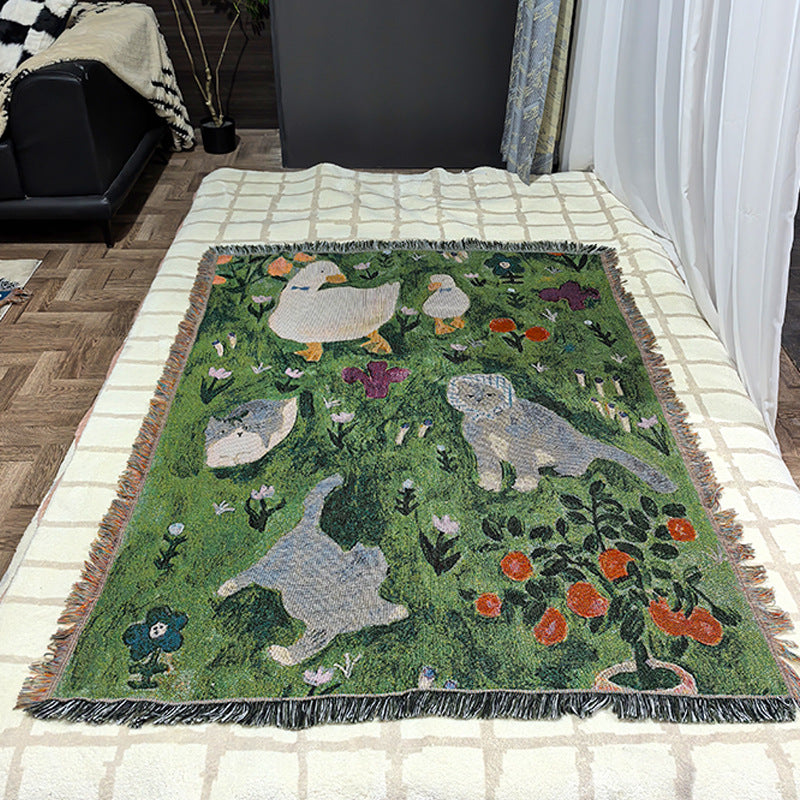 Ancient-style Artistic Tapestry Sofa Blanket Knitted Throw Blanket