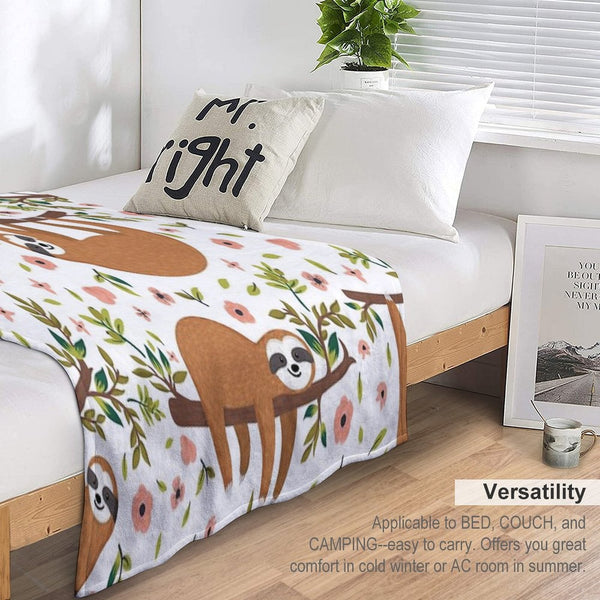Cute Sloths Gift-ready Throw Blanket
