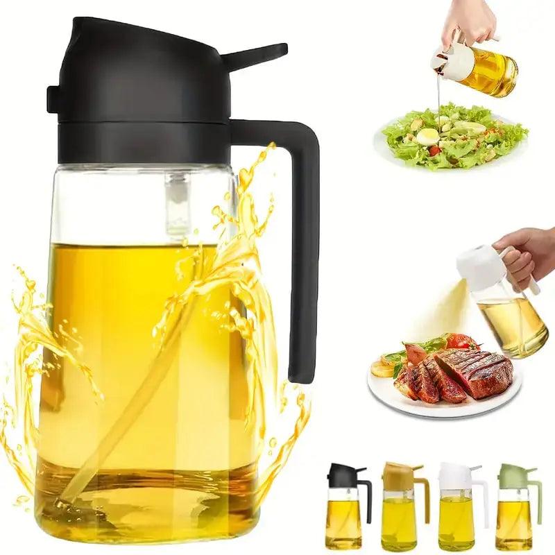 2-in-1 Kitchen Oil Sprayer and Dispenser Bottle, Plastic Oil Mister for Cooking, BBQ, Baking, Roasting and Picnic