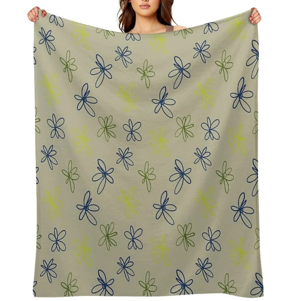 Daisy Whispers - Minimalist Leaf Pattern Throw Blanket