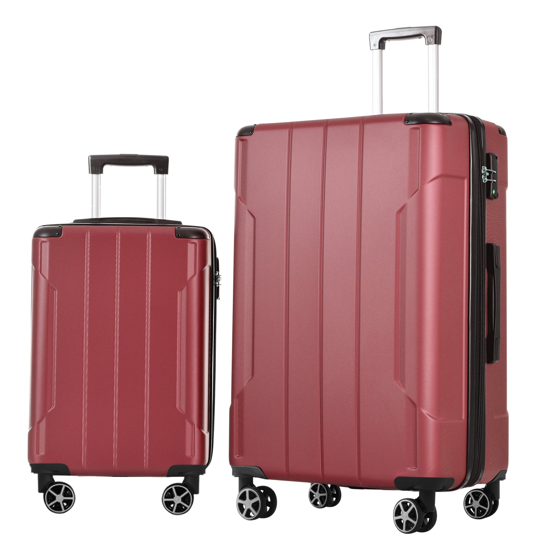 Luggage Sets 2 Piece, Hardshell ABS Lightweight and Expandable(only 28') Suitcases with Double Wheels, Carry-on Luggage, 2-Piece Set (20/28), Red