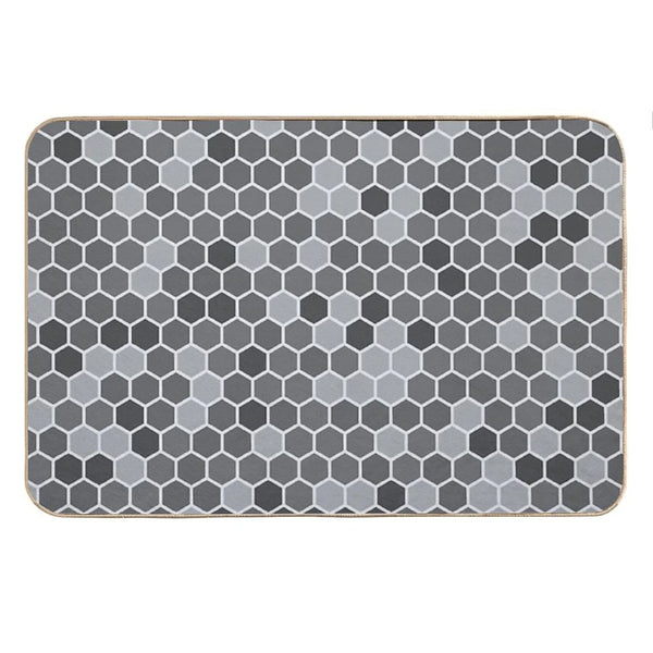 Grey Hexagon Bath Mat