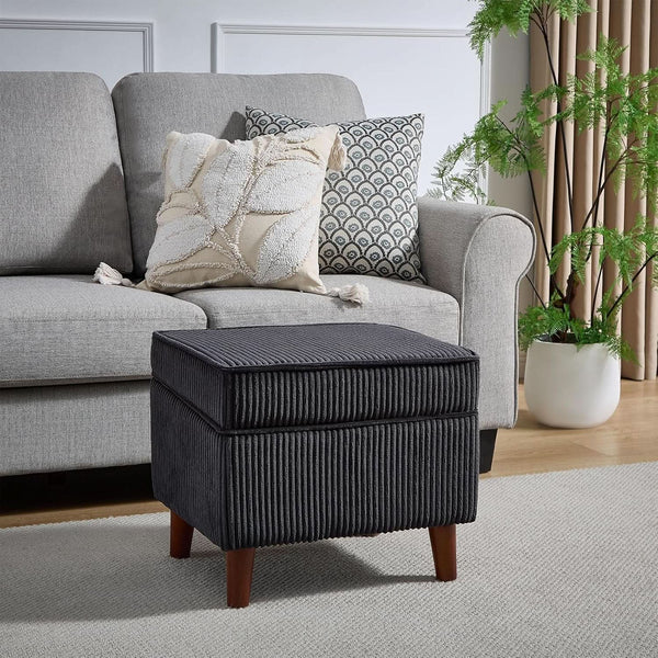 Storage Ottoman With Adjustable Lid Footrest Charcoalgray
