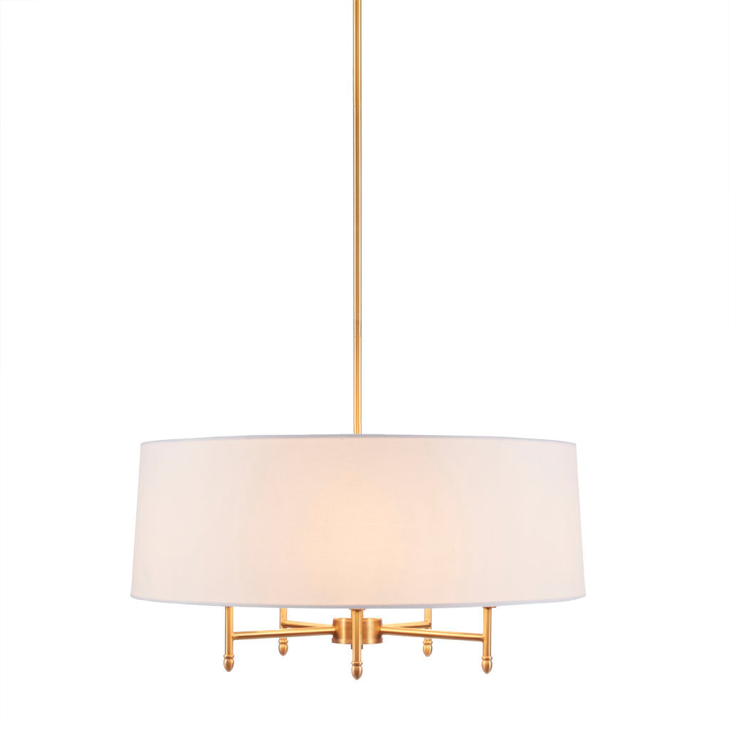 5-Light White Drum Shade Chandelier BLAKHOM