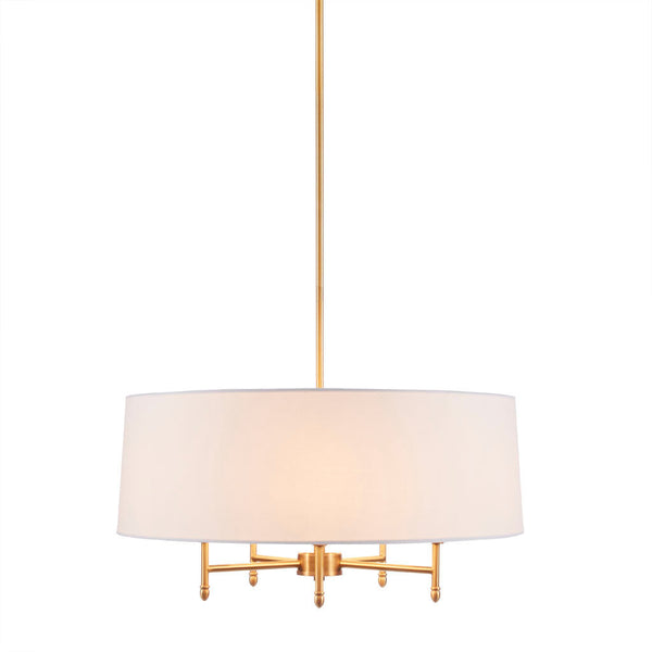 5-Light White Drum Shade Chandelier BLAKHOM