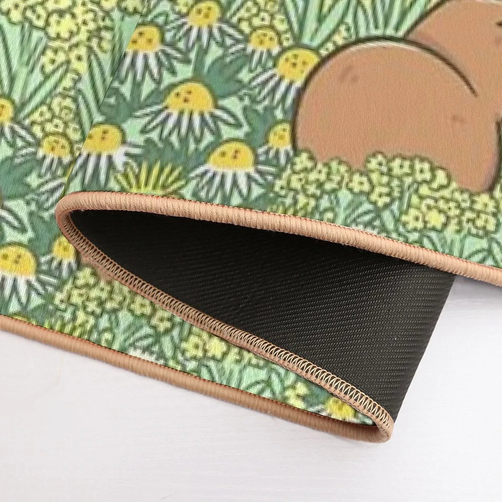 Capybaras Meadow in Green And Yellow Bath Mat