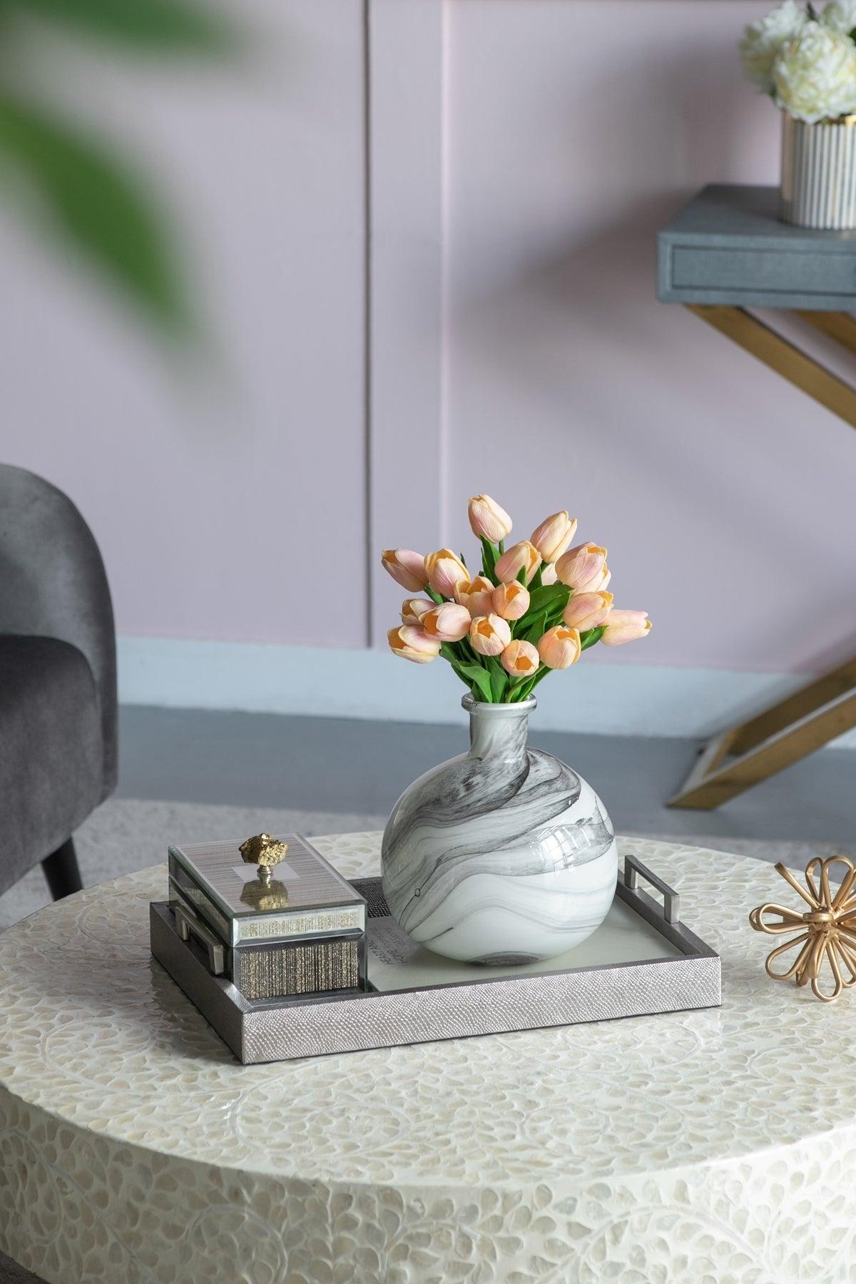 Modern Marble-Inspired Decorative Accent Vase
