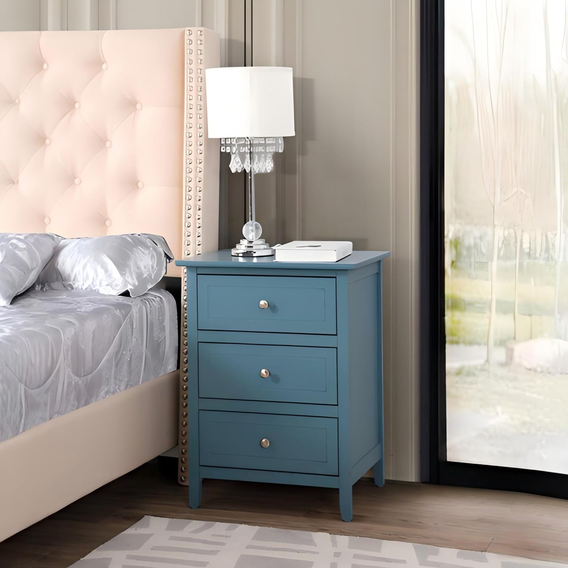 Teal Accent Nightstand For Modern Bedrooms