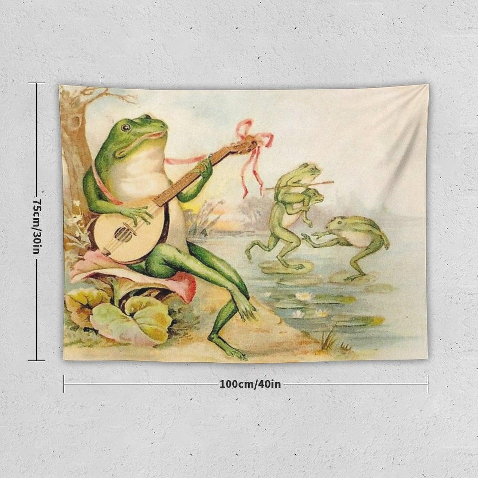 FROG STRUMMING  Vintage Abstract Entertainment Print Tapestry