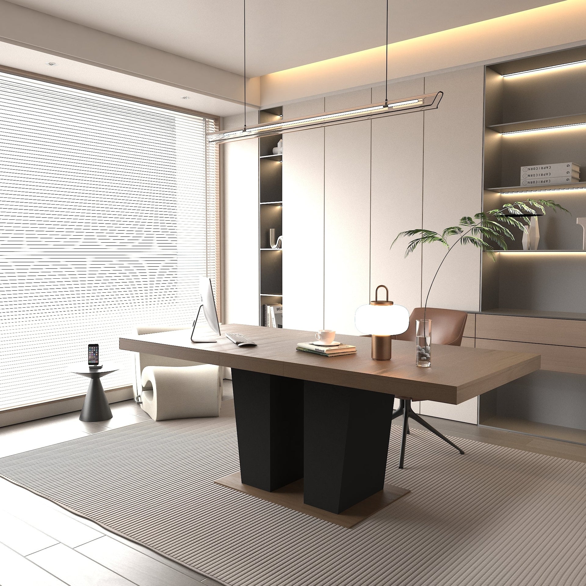 Beige and Brown Extendable Dining Table