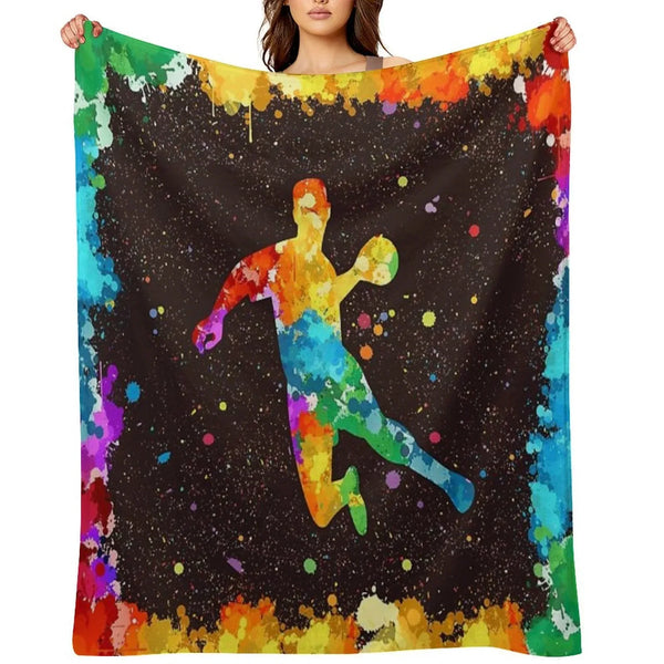 Handball Art Watercolor Throw Blanket