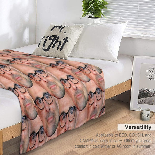 Stanley Tucci Head Design Machine-washable Throw Blanket